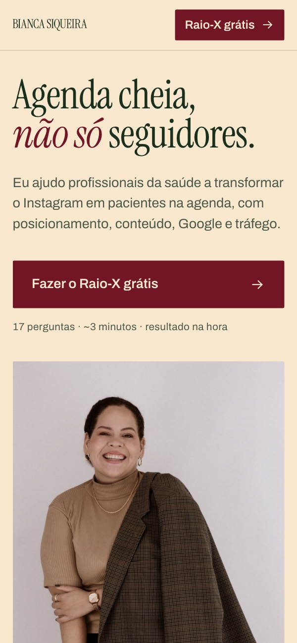 Site Bianca Siqueira no celular