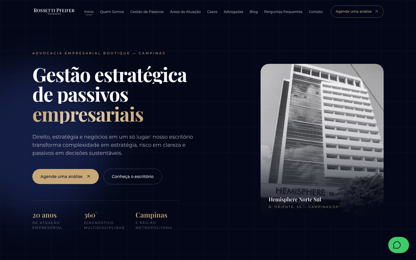 Site Rossetti Pfeifer Advogados, feito pela LUME